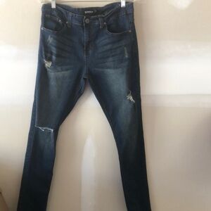 Royal Brand Distressed Blue Denim slim Straight stretch Jeans size 34W 32L